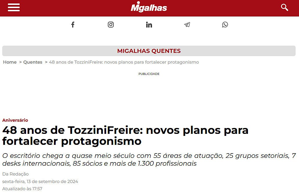 48 anos de TozziniFreire: novos planos para fortalecer protagonismo